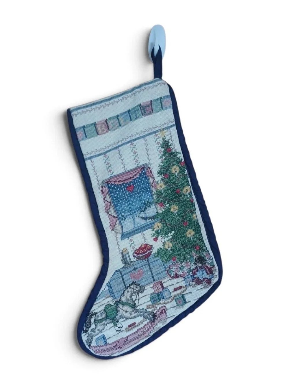 Vintage Cross Stitch Christmas Stocking